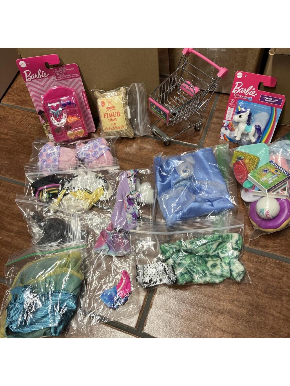 Huge lot Of Barbie clothes,shoes accessories, Plus Metal Grocery Cart